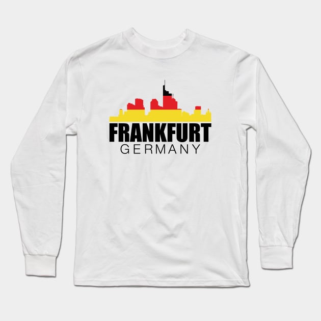 Skyline Frankfurt Germany Flag Long Sleeve T-Shirt by mstory